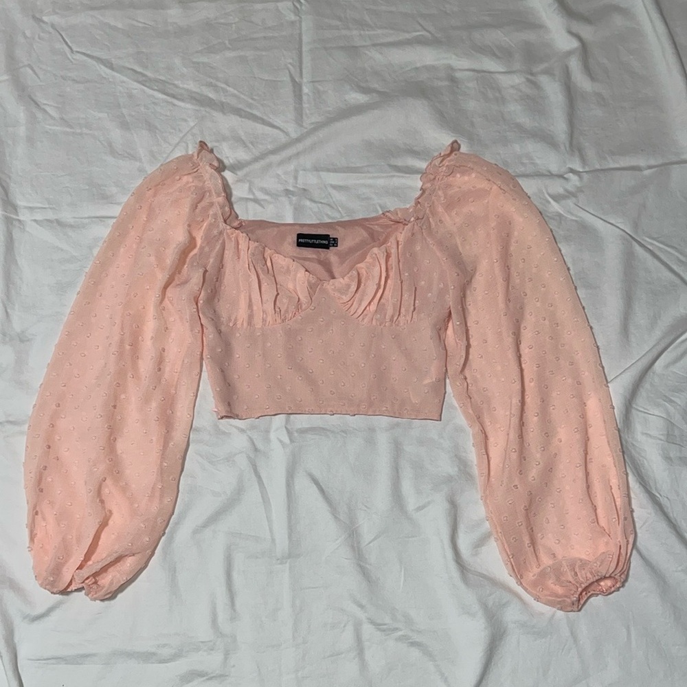 Sheer Puff-Sleeve Crop Top